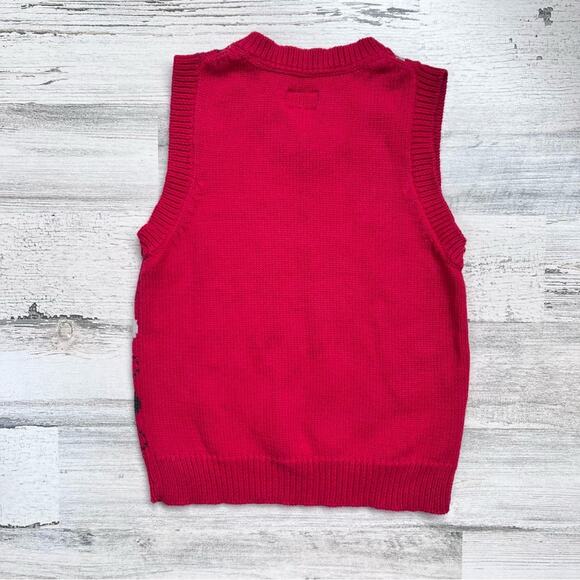 OshKosh B’gosh Boys Sweater Vest 4T Red Cotton Knit Argyle Pullover Sleeveless - Picture 2 of 3